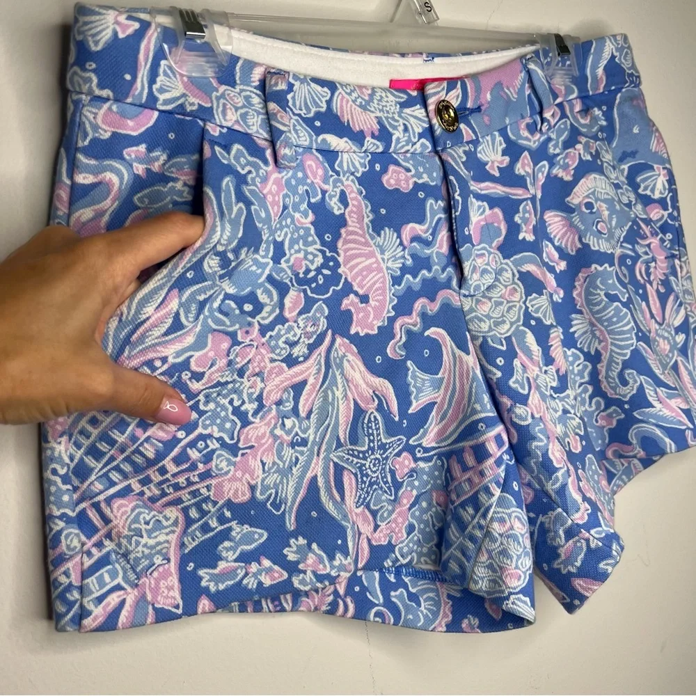 Lilly Pulitzer Callahan Knit Shorts Boca Blue Sea What I Sea A8‎